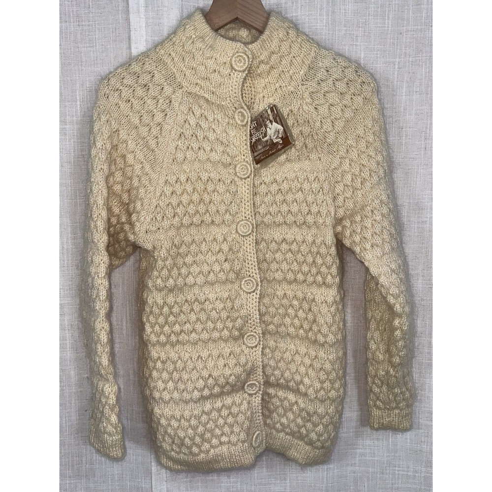 Vintage NWT‎ Naturally Mohair Canada Sweater Cardigan Knit Sheep Women's Sz M